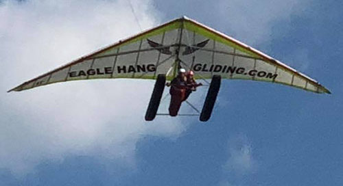 hang glider flying through the sky